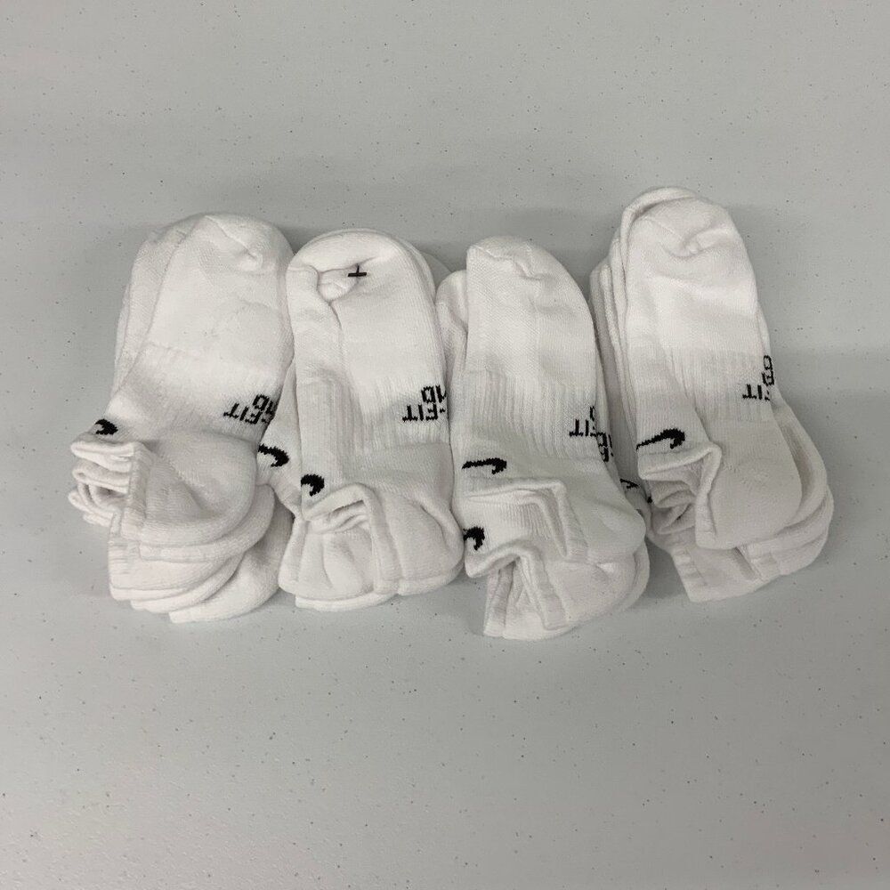 Nike Kids Everyday No Show White Medium Socks NEW 12 Pairs